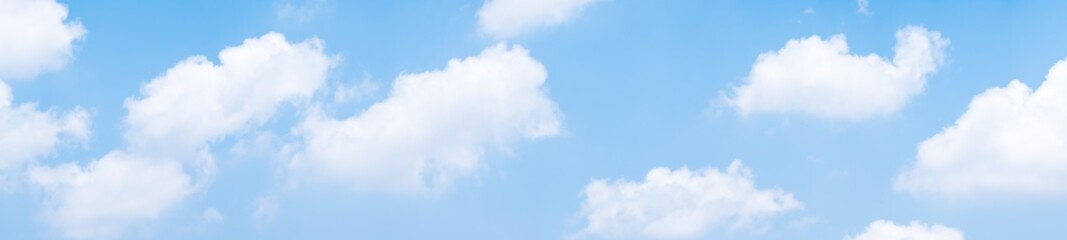 blue sky background with white clouds during day . panorama .