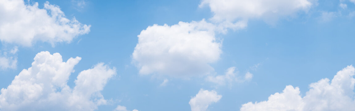 blue sky background with white clouds during day . panorama . © pascalkphoto