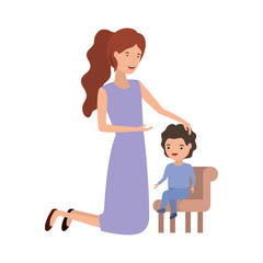 woman with baby sitting on chair avatar character