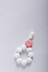 Medicine tablets on white background , Pharmacy theme