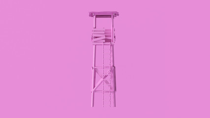 Pink Old Rickety Watch Tower with Ladder Front 3d illustration 