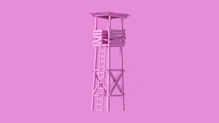 Pink Old Rickety Watch Tower with Ladder 3Q 3d illustration 