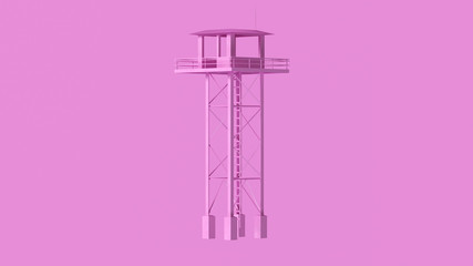 Pink Tall Watch Tower with Ladder 3Q 3d illustration 