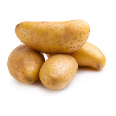 Fresh potatoes isolated over a white background.