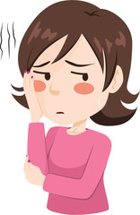 Young disappointed woman making frustrated expression with hand on face