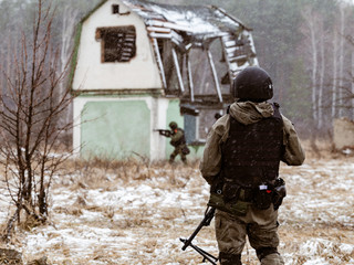 Russian counter-terrorist unit on the battlefield