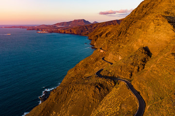 Aerial photo of summer road and free space for your decoration. 