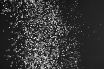 abstract bright no color black and white bokeh glitter sparkle blurred background. like molecule spread and absorb.