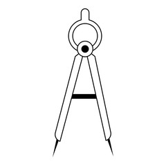 Compass geometric tool symbol in black and white