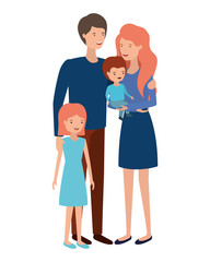 Fototapeta na wymiar couple of parents with children avatar character