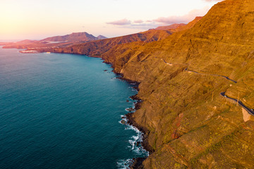Aerial photo of summer road and free space for your decoration. 
