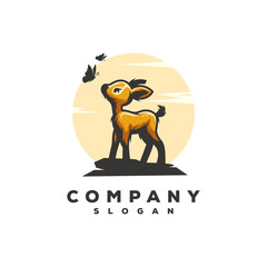 awesome baby deer logo vector design illustration