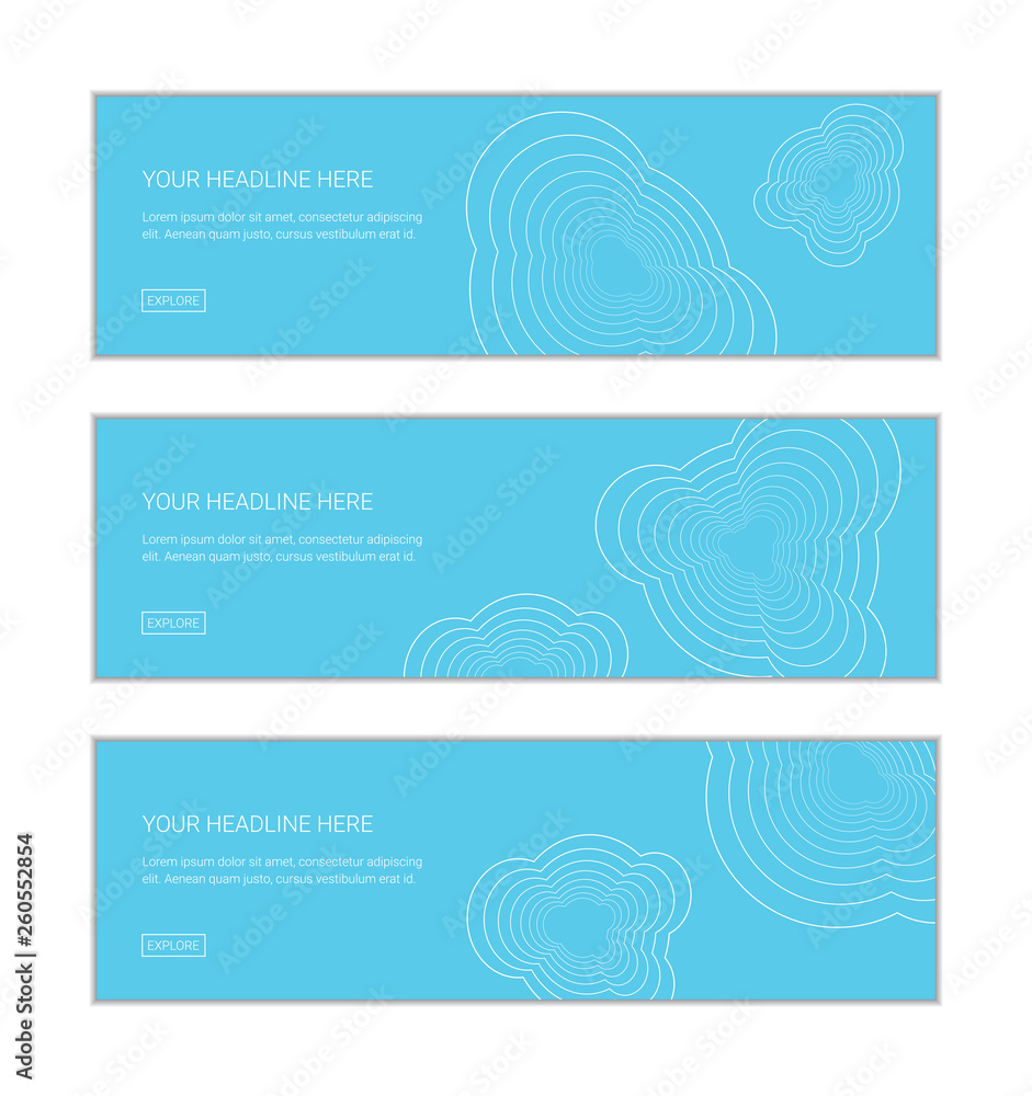 Wall mural web banner design template set consisting of abstract backgrounds made with organic shaped repeated 