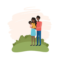 Fototapeta premium couple of parents with daughter avatar character