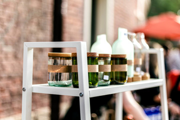 Glass jars for home decor and storage. Summer market