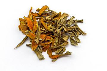 Closed up  dry Curcuma longa or  Turmeric,Curcuma  isolated on white background.