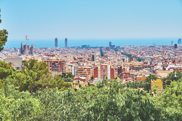 Top view of Barcelona and the sea
