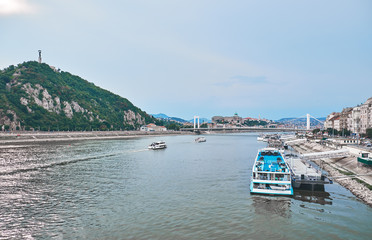 Fototapeta premium Ships on the Danube River in Budapest