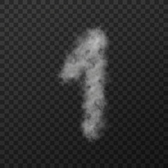 vector design of smoke textured number means one, isolated on transparent background