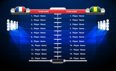 Vector of American football infographic elements on green field background.