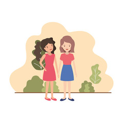 young women with landscape avatar character