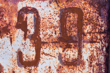 rusty metal background , numbers