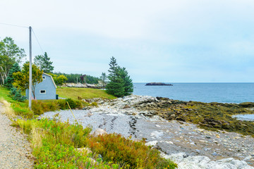 Rocky beach in Dipper Harbour, New Brunswick