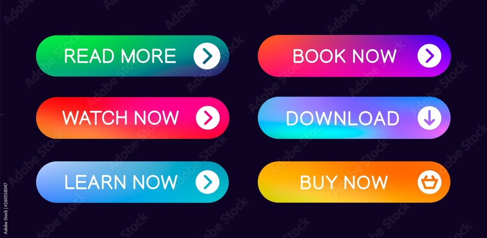 Poster Set of modern abstract web buttons with the ability to edit