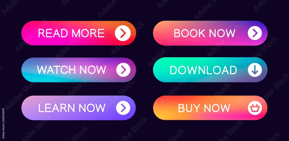 Poster Set of modern abstract web buttons with the ability to edit