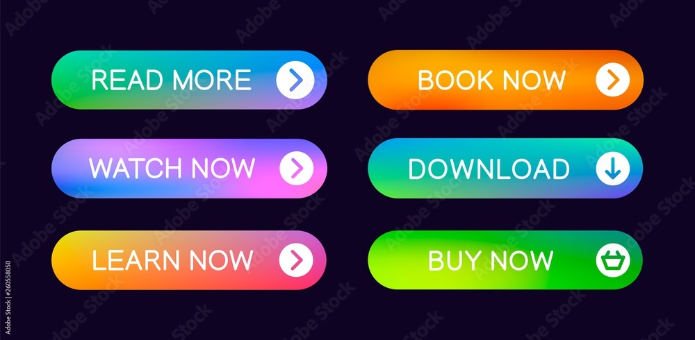 Poster Set of modern abstract web buttons with the ability to edit