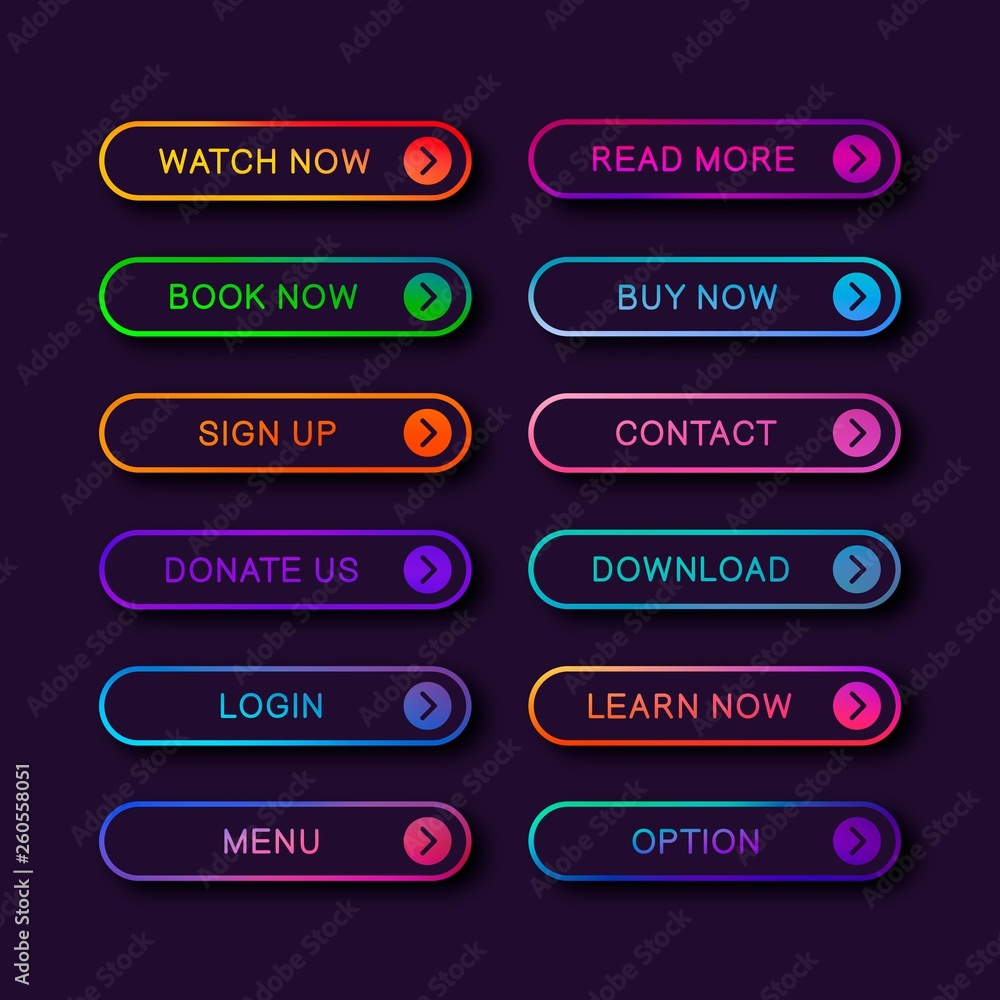 Poster Set of modern abstract web buttons. Vector Illustration