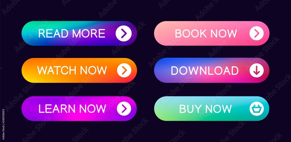 Poster Set of modern abstract web buttons with the ability to edit