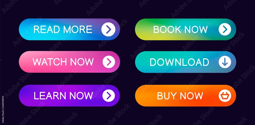 Poster Set of modern abstract web buttons with the ability to edit