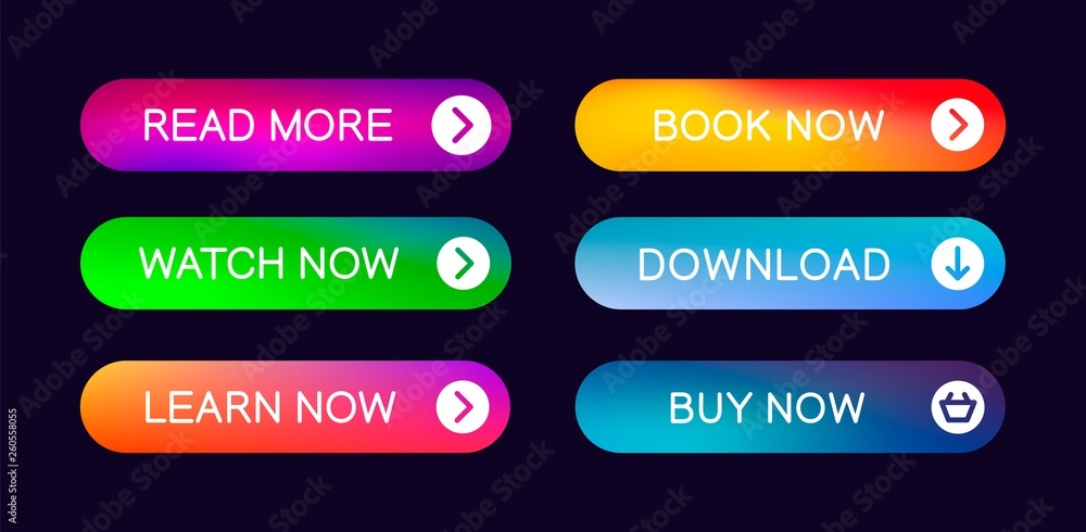 Poster Set of modern abstract web buttons with the ability to edit