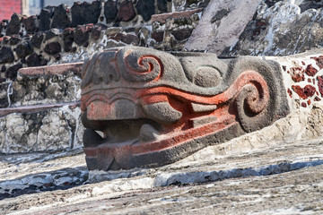 Ancient Aztec Snake Stone Statue Templo Mayor Mexico City Mexico