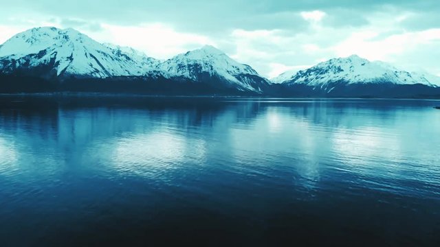 Evening views of Resurrection bay in Seward Alaska 