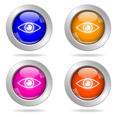 Set of round color buttons. Eye icon