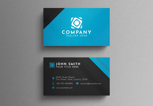 Black and Blue Corporate Business Card Layout