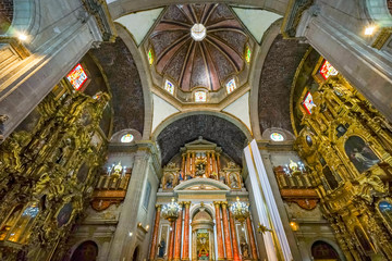 Fototapeta na wymiar Dome Basilica Altar Santo Domingo Church Mexico City Mexico