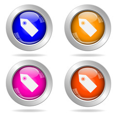 Set of round color buttons. Tag label icon