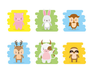 cute animals set