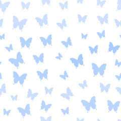 Fototapeta na wymiar Seamless pattern with blue butterflies. Butterfly vector background. Flying butterflies. Butterflies trail. Vector