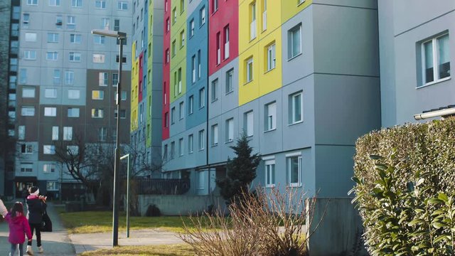 Colorful block street atmosphere