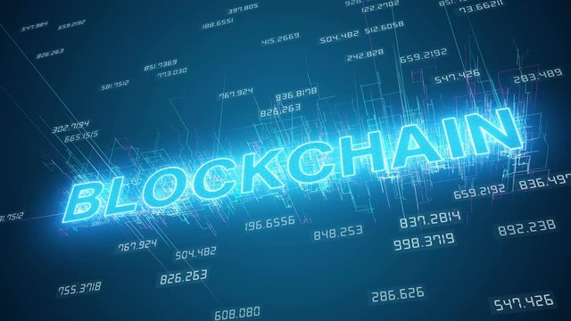 Video animation of blockchain network on blue background