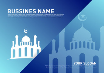 Mosque Muslim Icon Simple Background vector Illustration design template. Eid Mubarak Greeting Card