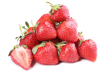 Fresh strawberries isolated on white background