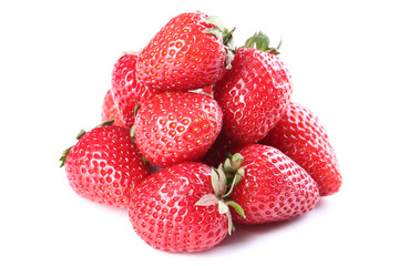 Fresh strawberries isolated on white background