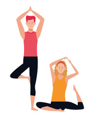 Obraz na płótnie Canvas couple yoga poses