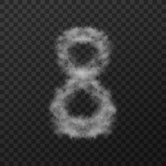 vector design of smoke textured number means eight, isolated on transparent background