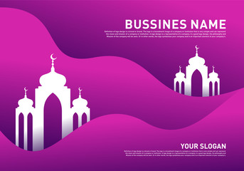 Mosque Muslim Icon Simple Background vector Illustration design template. Eid Mubarak Greeting Card